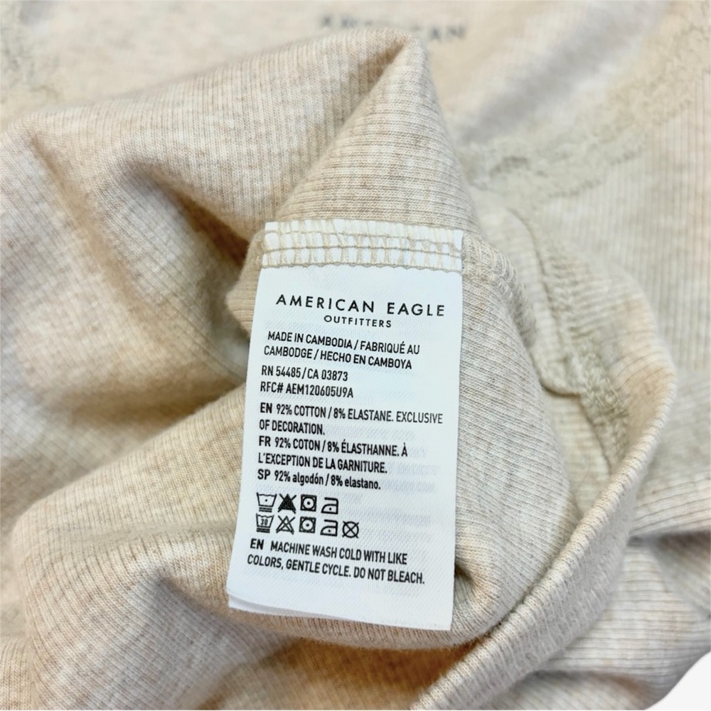 American Eagle Lace-Trim Ribbed Tank Cami in Light Beige - Size S - Picture 6 of 6